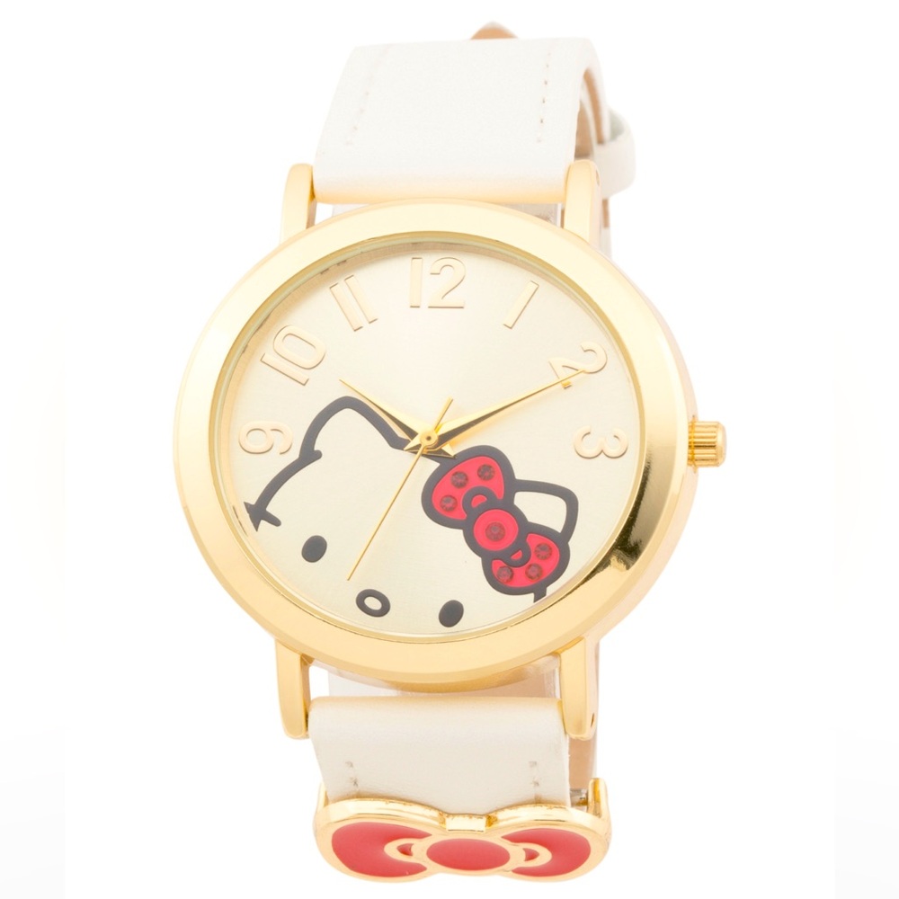 HELLO KITTY Leather Strap Watch w/ Bow